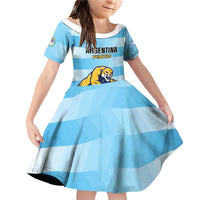 Custom Rugby Argentina Family Matching Off Shoulder Short Dress and Hawaiian Shirt Pumitas Go Champions