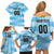 Custom Rugby Argentina Family Matching Off Shoulder Short Dress and Hawaiian Shirt Pumitas Go Champions