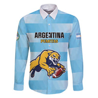 Custom Rugby Argentina Family Matching Off Shoulder Short Dress and Hawaiian Shirt Pumitas Go Champions