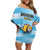 Custom Rugby Argentina Family Matching Off Shoulder Short Dress and Hawaiian Shirt Pumitas Go Champions