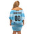 Custom Rugby Argentina Family Matching Off Shoulder Short Dress and Hawaiian Shirt Pumitas Go Champions