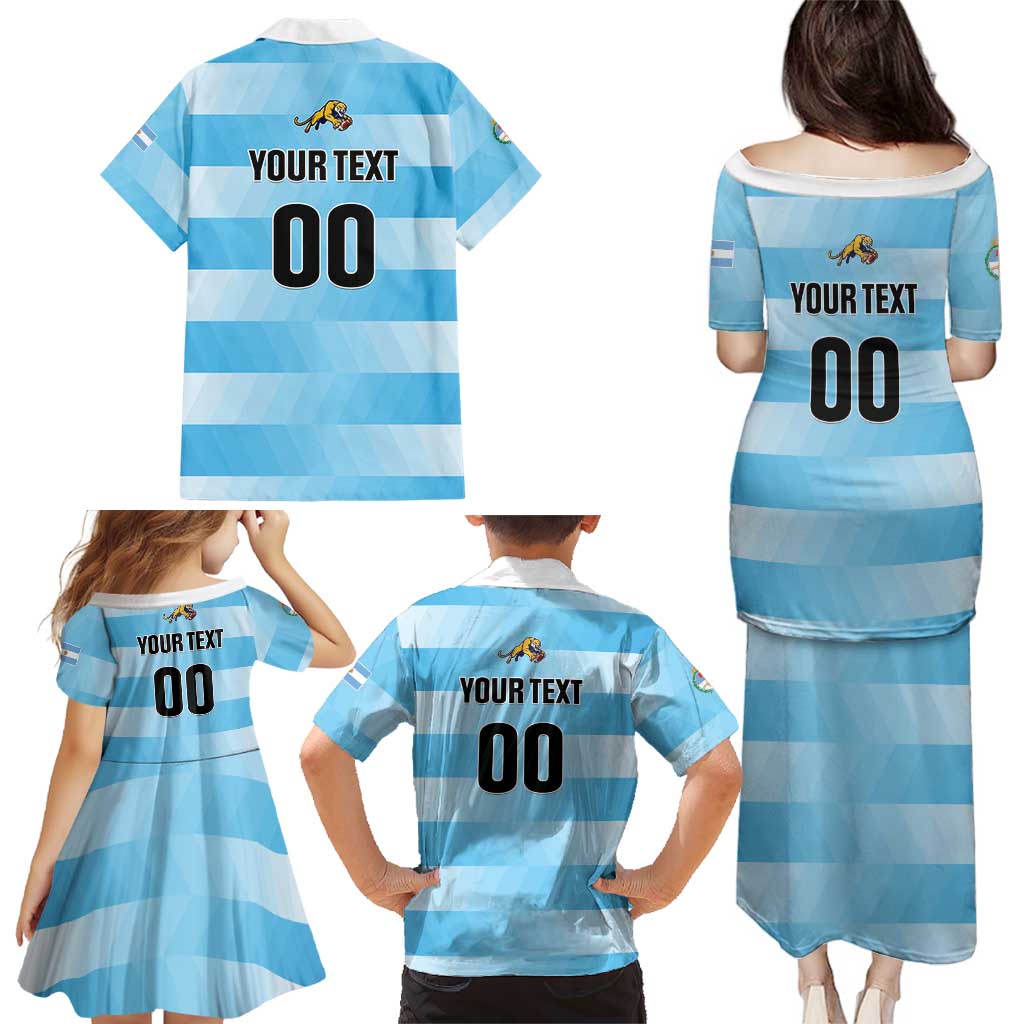 Custom Rugby Argentina Family Matching Puletasi and Hawaiian Shirt Pumitas Go Champions