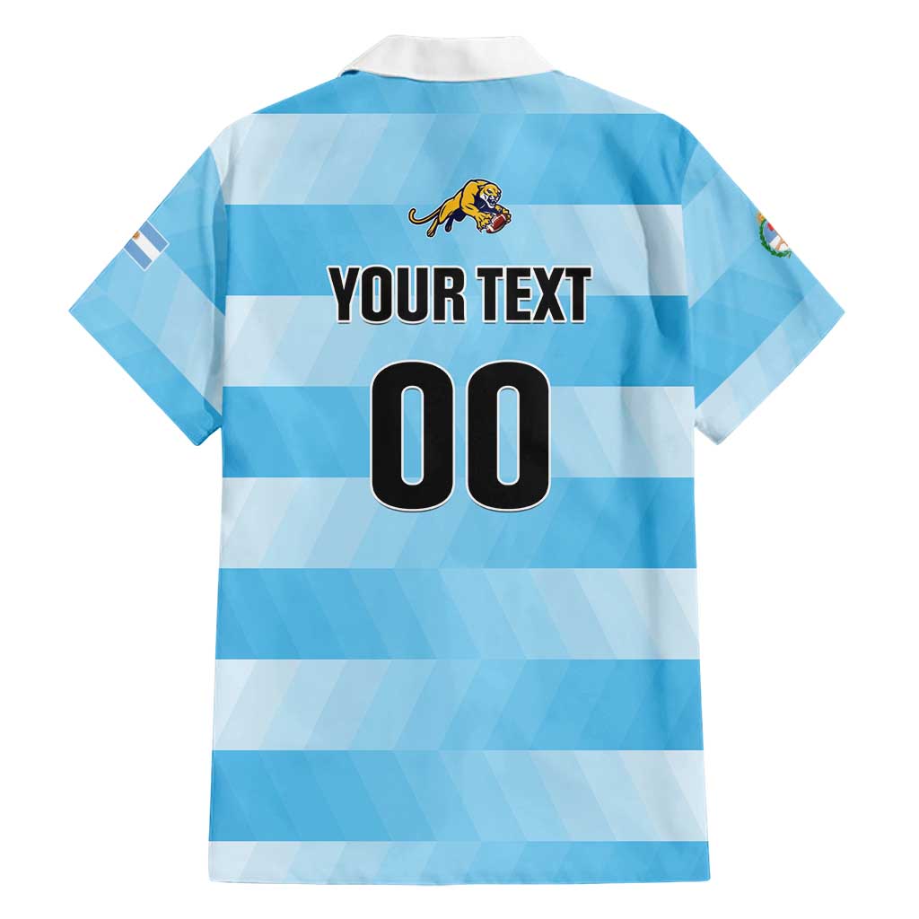 Custom Rugby Argentina Family Matching Short Sleeve Bodycon Dress and Hawaiian Shirt Pumitas Go Champions