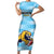 Custom Rugby Argentina Family Matching Short Sleeve Bodycon Dress and Hawaiian Shirt Pumitas Go Champions