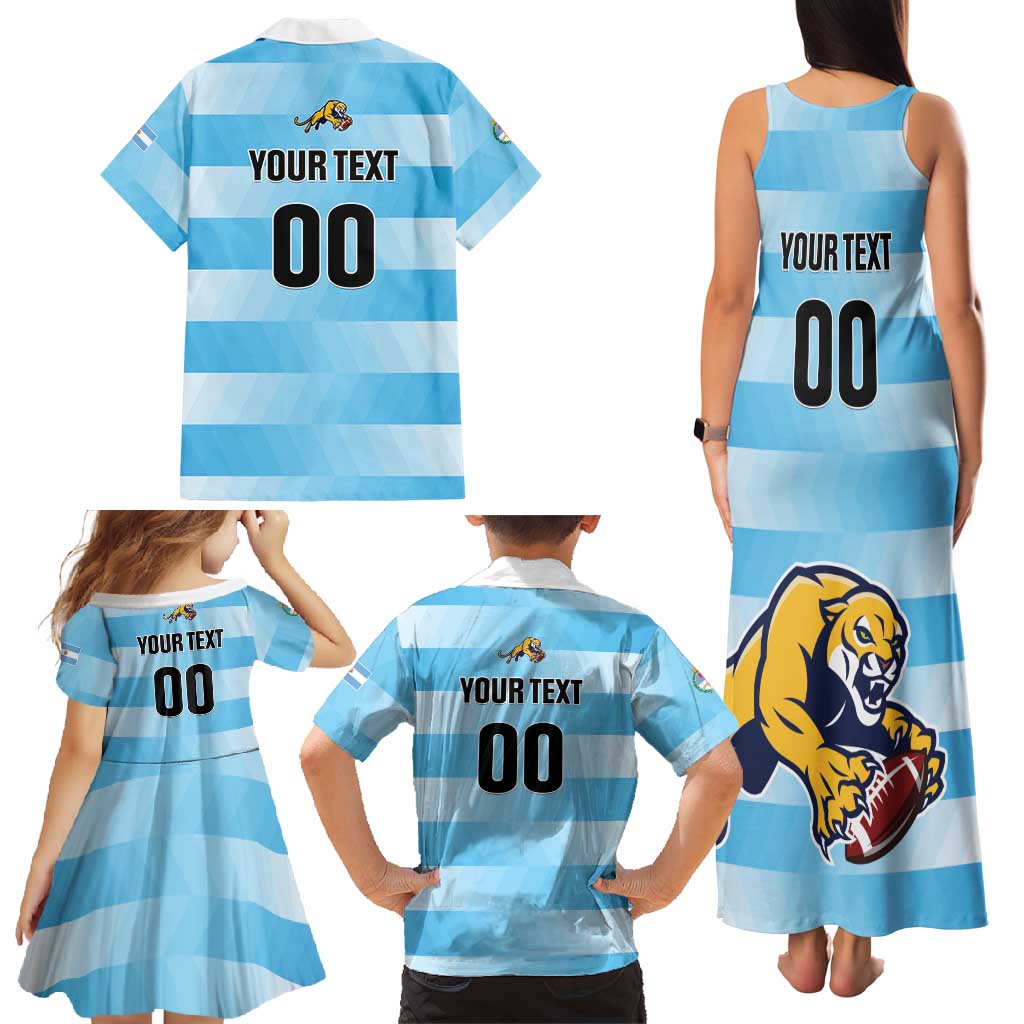 Custom Rugby Argentina Family Matching Tank Maxi Dress and Hawaiian Shirt Pumitas Go Champions