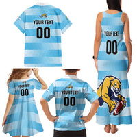 Custom Rugby Argentina Family Matching Tank Maxi Dress and Hawaiian Shirt Pumitas Go Champions