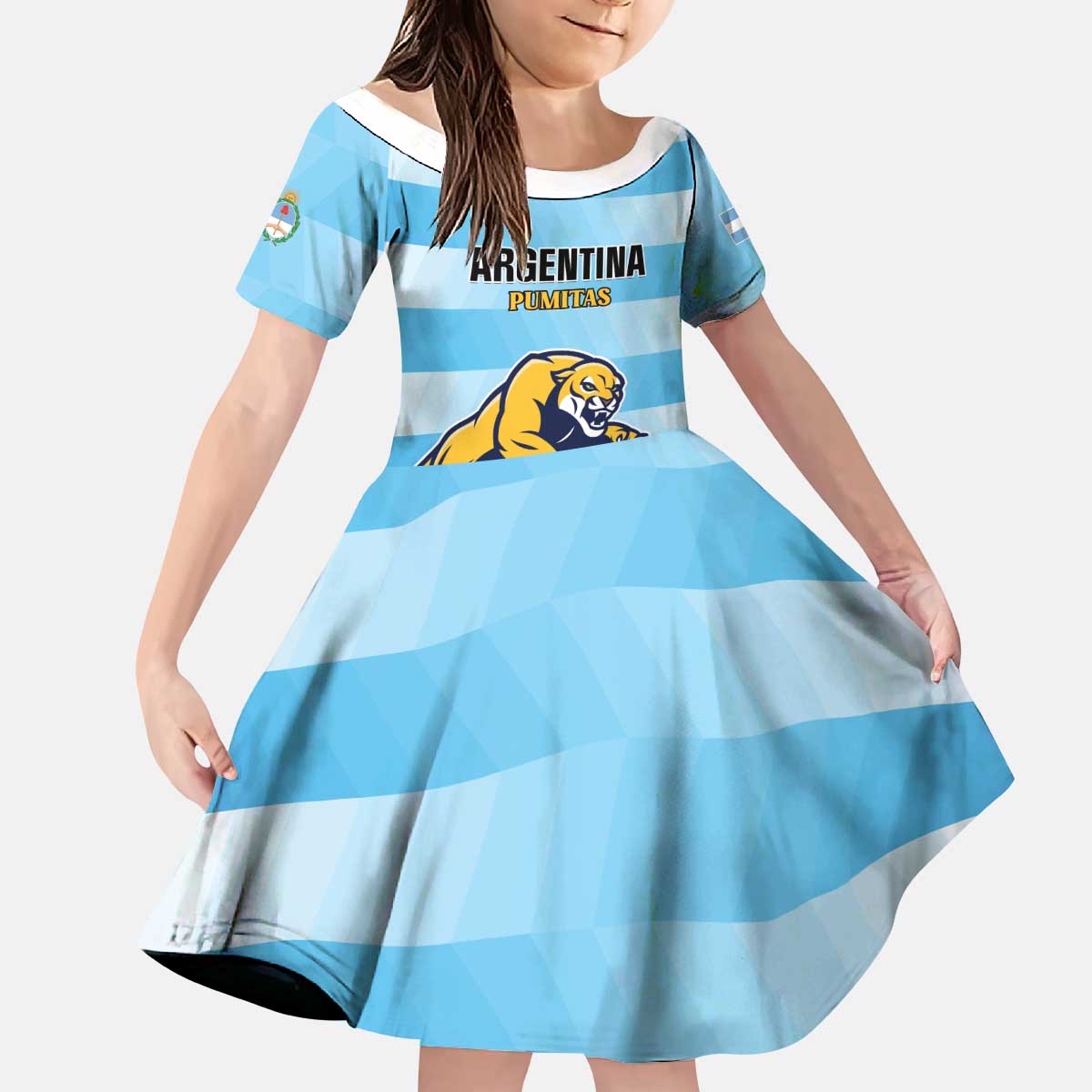 Custom Rugby Argentina Kid Short Sleeve Dress Pumitas Go Champions