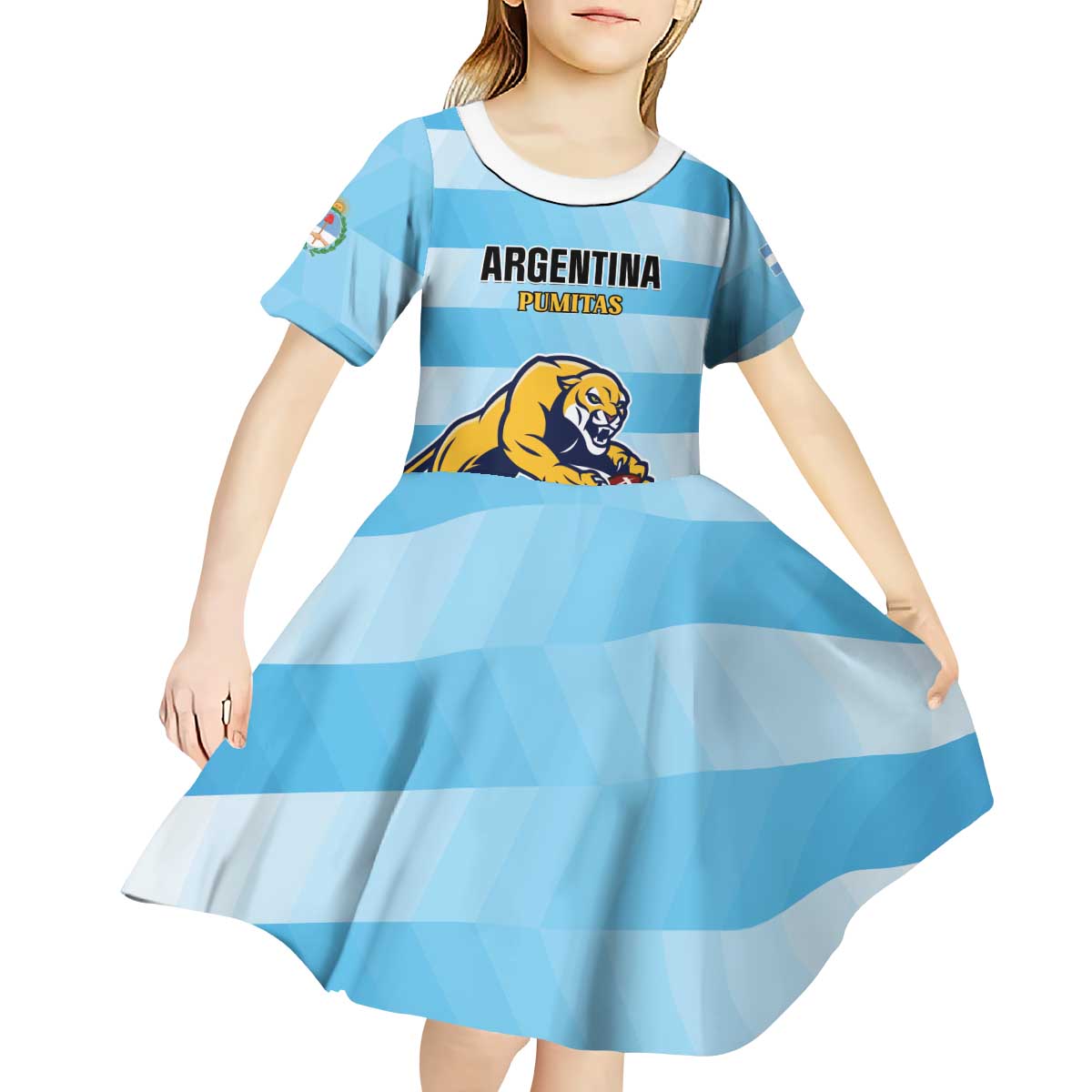Custom Rugby Argentina Kid Short Sleeve Dress Pumitas Go Champions