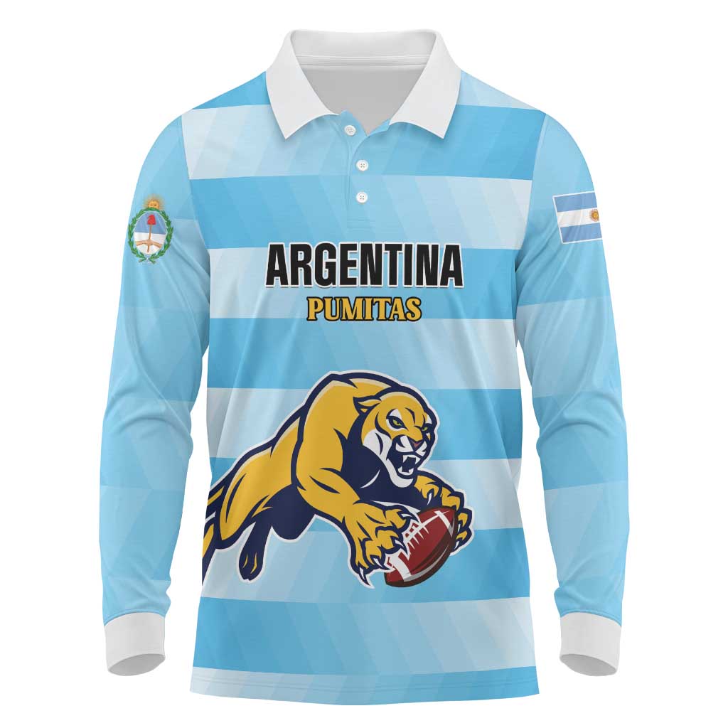 Custom Rugby Argentina Long Sleeve Polo Shirt Pumitas Go Champions