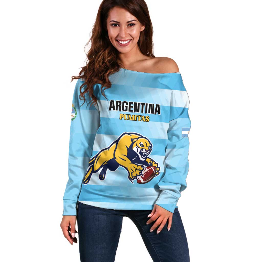 Custom Rugby Argentina Off Shoulder Sweater Pumitas Go Champions