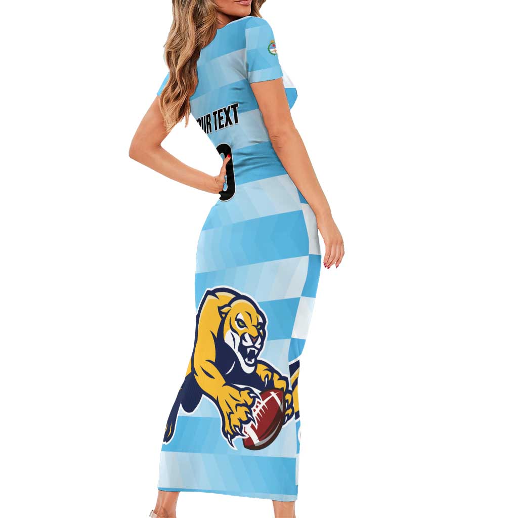 Custom Rugby Argentina Short Sleeve Bodycon Dress Pumitas Go Champions