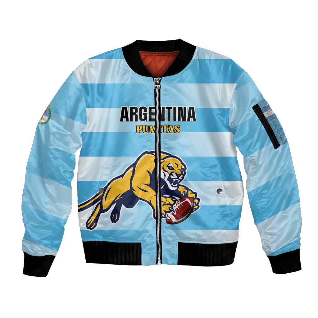 Custom Rugby Argentina Sleeve Zip Bomber Jacket Pumitas Go Champions