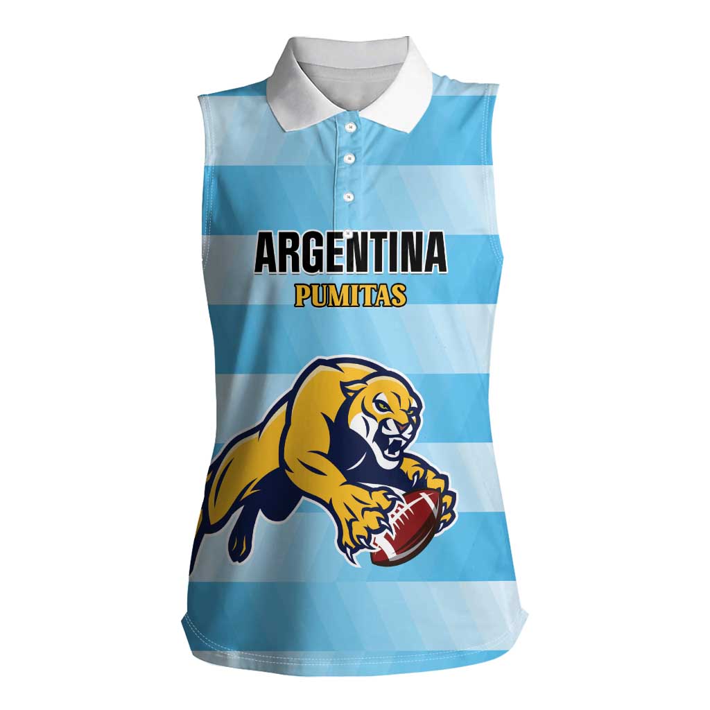 Custom Rugby Argentina Women Sleeveless Polo Shirt Pumitas Go Champions