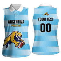 Custom Rugby Argentina Women Sleeveless Polo Shirt Pumitas Go Champions