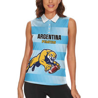Custom Rugby Argentina Women Sleeveless Polo Shirt Pumitas Go Champions