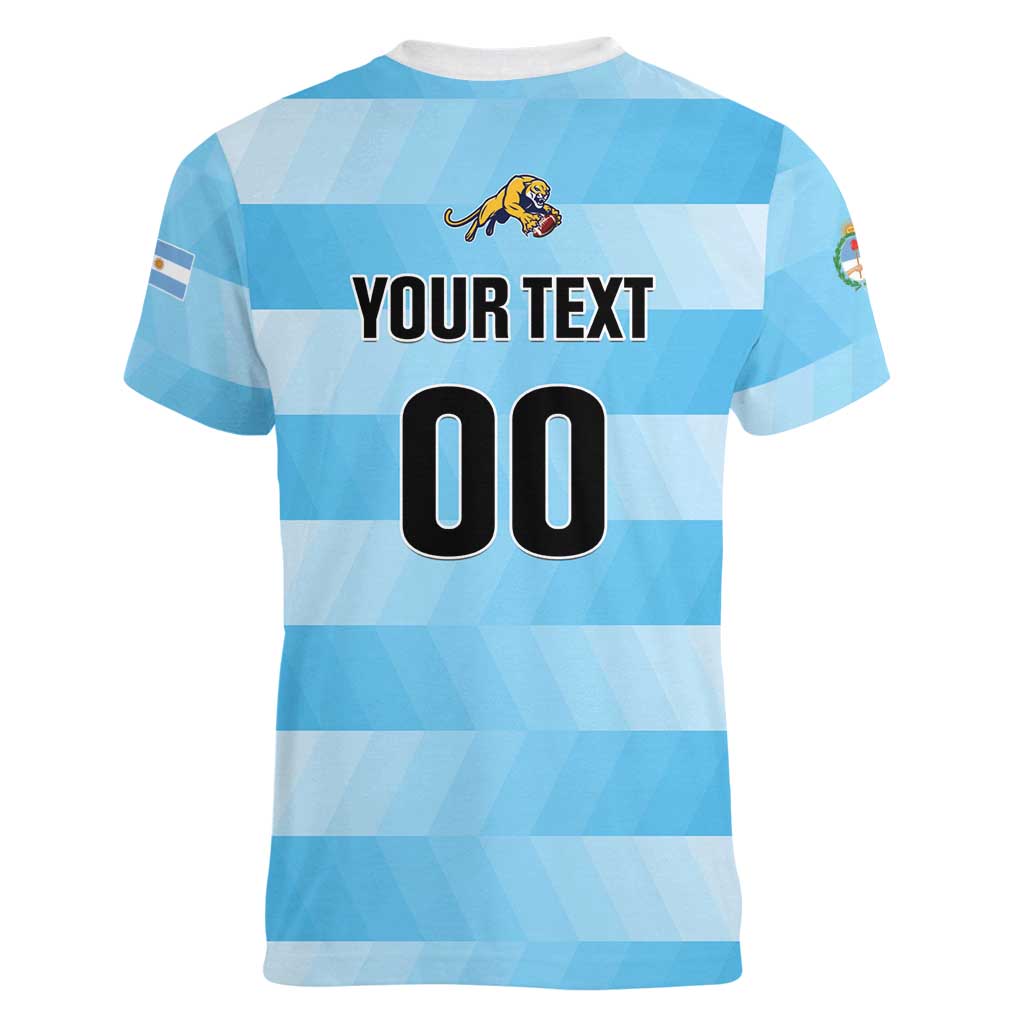 Custom Rugby Argentina Women V-Neck T-Shirt Pumitas Go Champions