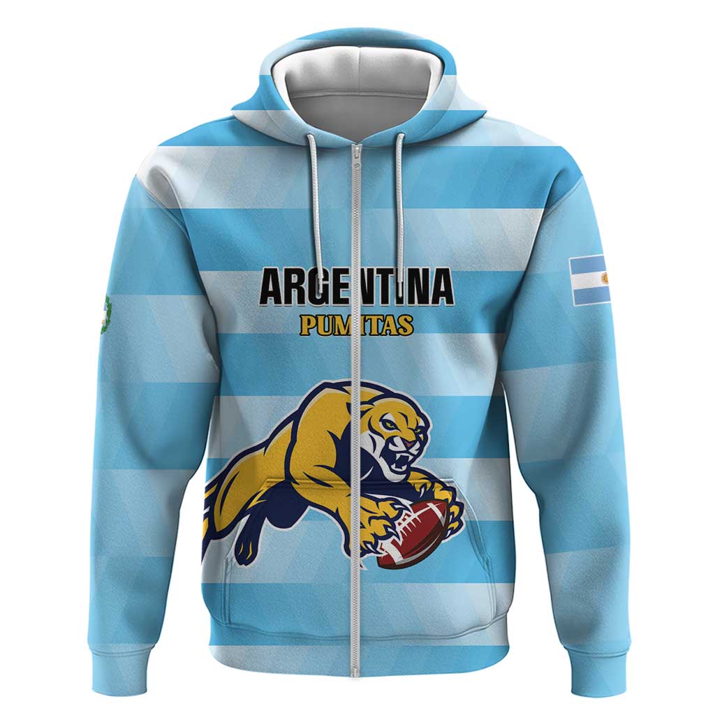 Custom Rugby Argentina Zip Hoodie Pumitas Go Champions