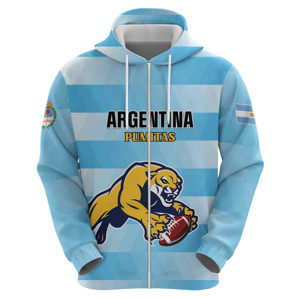 Custom Rugby Argentina Zip Hoodie Pumitas Go Champions