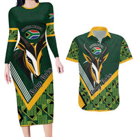 Custom Rugby South Africa Couples Matching Long Sleeve Bodycon Dress and Hawaiian Shirt Baby Boks Go Champions