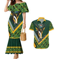 Custom Rugby South Africa Couples Matching Mermaid Dress and Hawaiian Shirt Baby Boks Go Champions