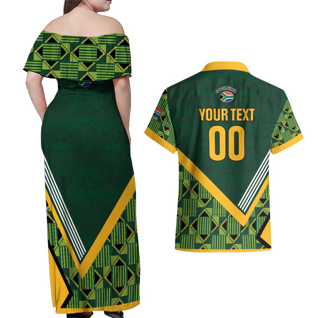 Custom Rugby South Africa Couples Matching Off Shoulder Maxi Dress and Hawaiian Shirt Baby Boks Go Champions