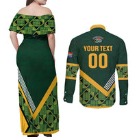 Custom Rugby South Africa Couples Matching Off Shoulder Maxi Dress and Long Sleeve Button Shirt Baby Boks Go Champions