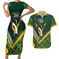 Custom Rugby South Africa Couples Matching Short Sleeve Bodycon Dress and Hawaiian Shirt Baby Boks Go Champions