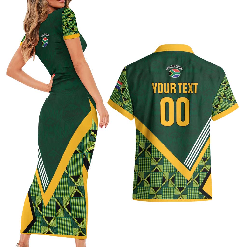 Custom Rugby South Africa Couples Matching Short Sleeve Bodycon Dress and Hawaiian Shirt Baby Boks Go Champions