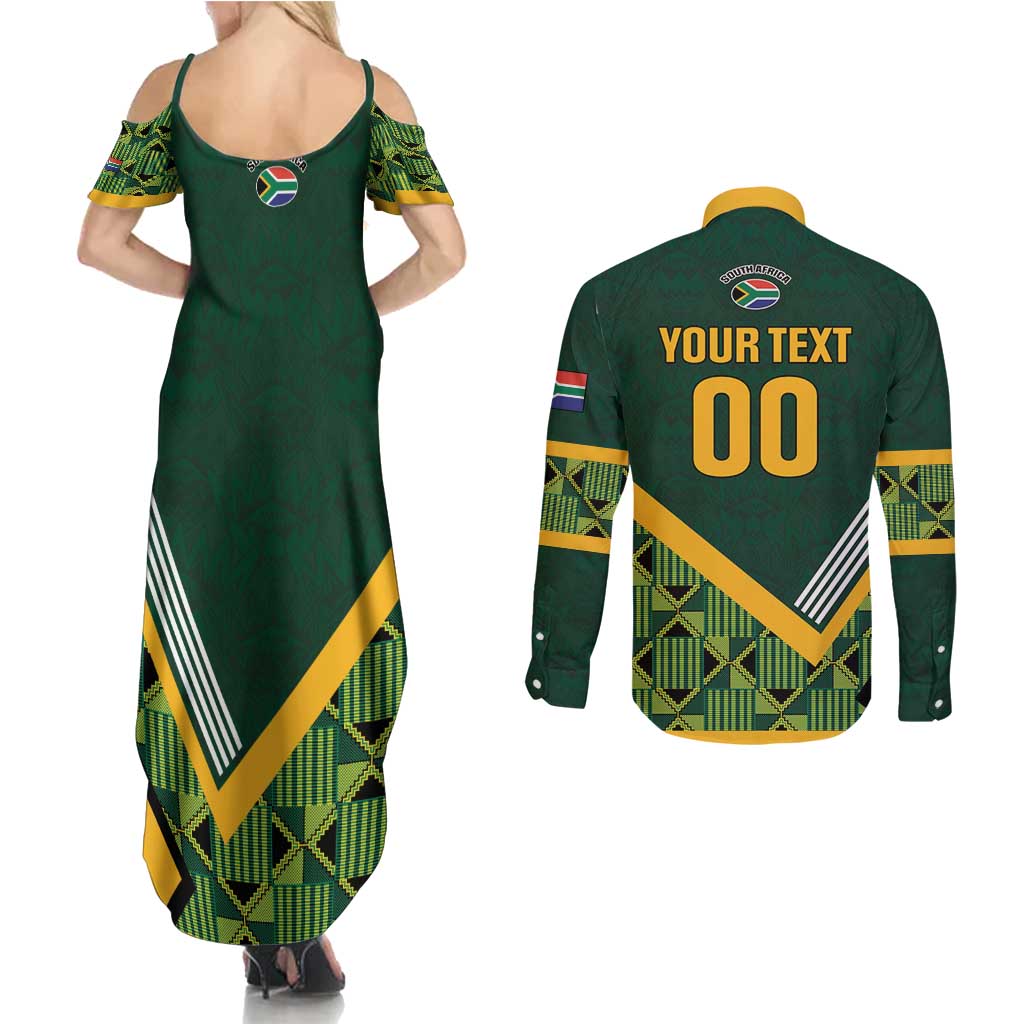 Custom Rugby South Africa Couples Matching Summer Maxi Dress and Long Sleeve Button Shirt Baby Boks Go Champions