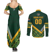 Custom Rugby South Africa Couples Matching Summer Maxi Dress and Long Sleeve Button Shirt Baby Boks Go Champions