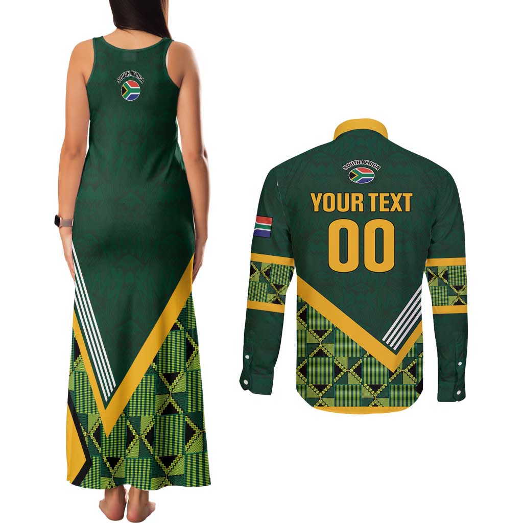 Custom Rugby South Africa Couples Matching Tank Maxi Dress and Long Sleeve Button Shirt Baby Boks Go Champions