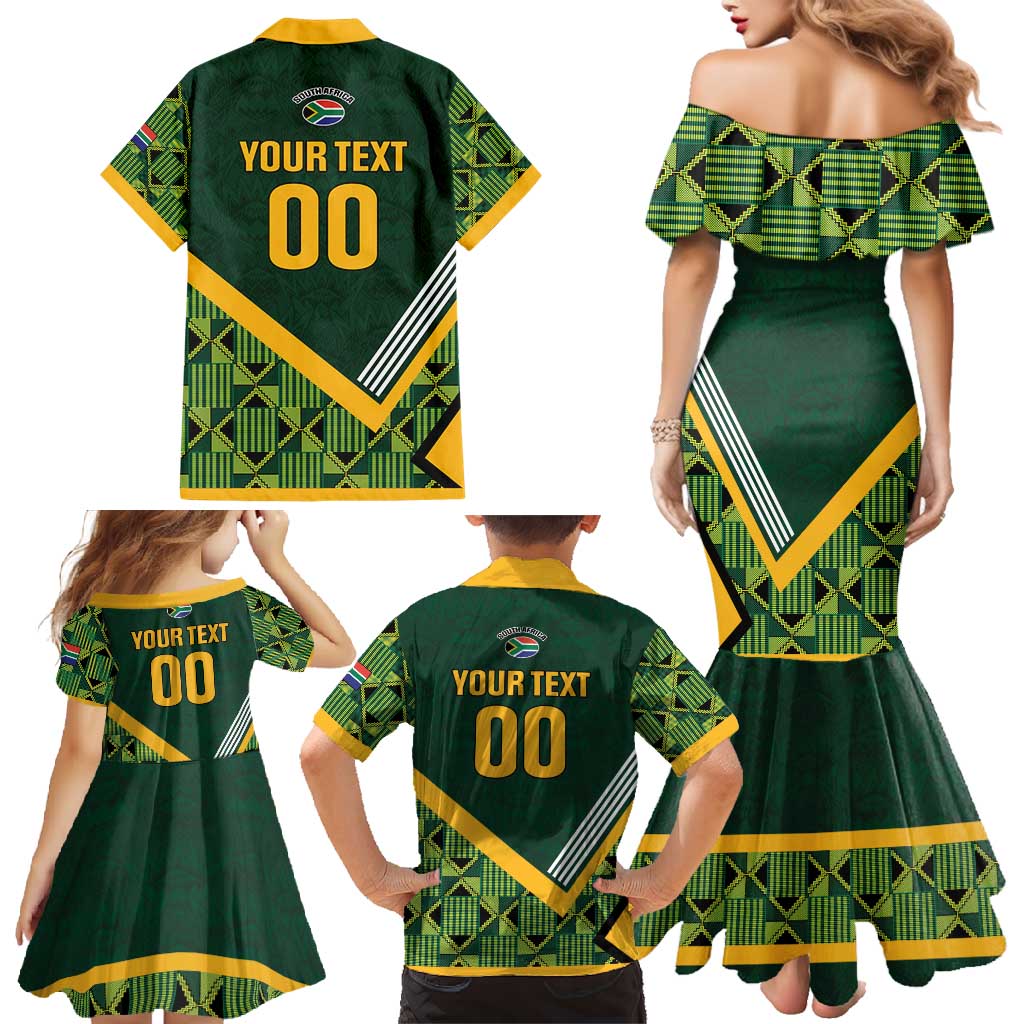 Custom Rugby South Africa Family Matching Mermaid Dress and Hawaiian Shirt Baby Boks Go Champions