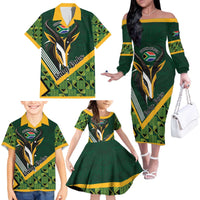 Custom Rugby South Africa Family Matching Off The Shoulder Long Sleeve Dress and Hawaiian Shirt Baby Boks Go Champions