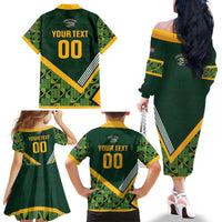 Custom Rugby South Africa Family Matching Off The Shoulder Long Sleeve Dress and Hawaiian Shirt Baby Boks Go Champions