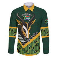 Custom Rugby South Africa Family Matching Off The Shoulder Long Sleeve Dress and Hawaiian Shirt Baby Boks Go Champions