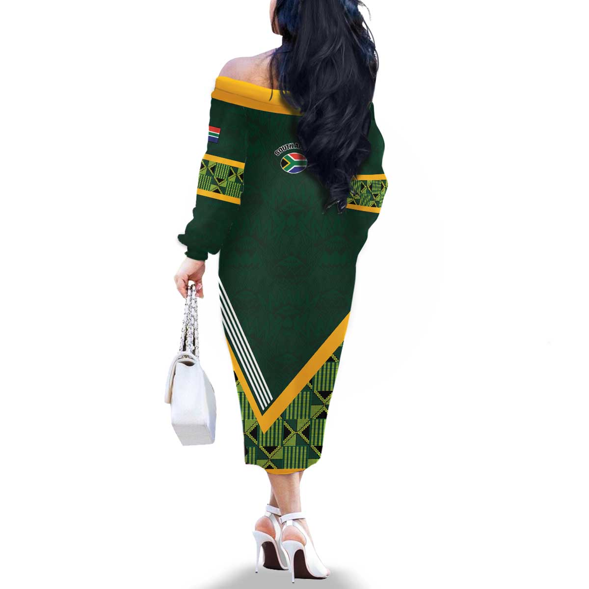 Custom Rugby South Africa Family Matching Off The Shoulder Long Sleeve Dress and Hawaiian Shirt Baby Boks Go Champions