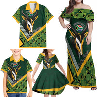 Custom Rugby South Africa Family Matching Off Shoulder Maxi Dress and Hawaiian Shirt Baby Boks Go Champions