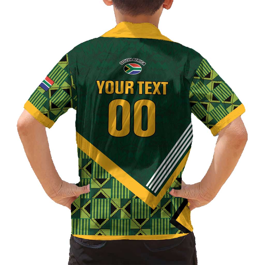 Custom Rugby South Africa Family Matching Off Shoulder Short Dress and Hawaiian Shirt Baby Boks Go Champions