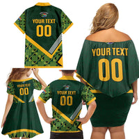 Custom Rugby South Africa Family Matching Off Shoulder Short Dress and Hawaiian Shirt Baby Boks Go Champions