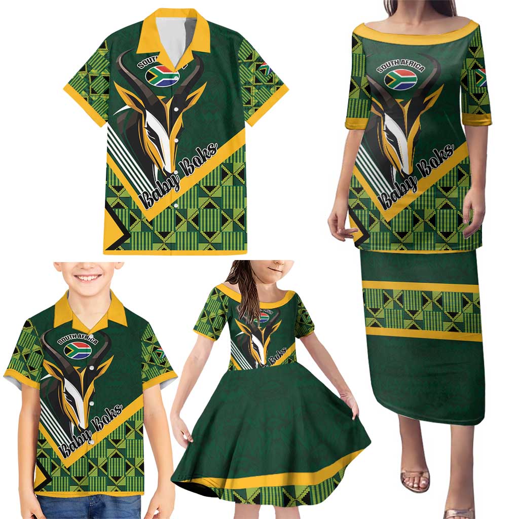 Custom Rugby South Africa Family Matching Puletasi and Hawaiian Shirt Baby Boks Go Champions