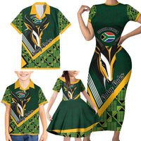 Custom Rugby South Africa Family Matching Short Sleeve Bodycon Dress and Hawaiian Shirt Baby Boks Go Champions