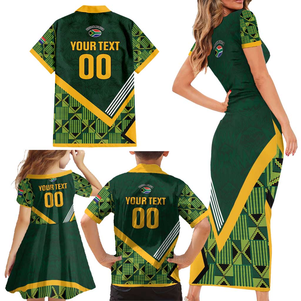 Custom Rugby South Africa Family Matching Short Sleeve Bodycon Dress and Hawaiian Shirt Baby Boks Go Champions