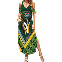 Custom Rugby South Africa Family Matching Summer Maxi Dress and Hawaiian Shirt Baby Boks Go Champions