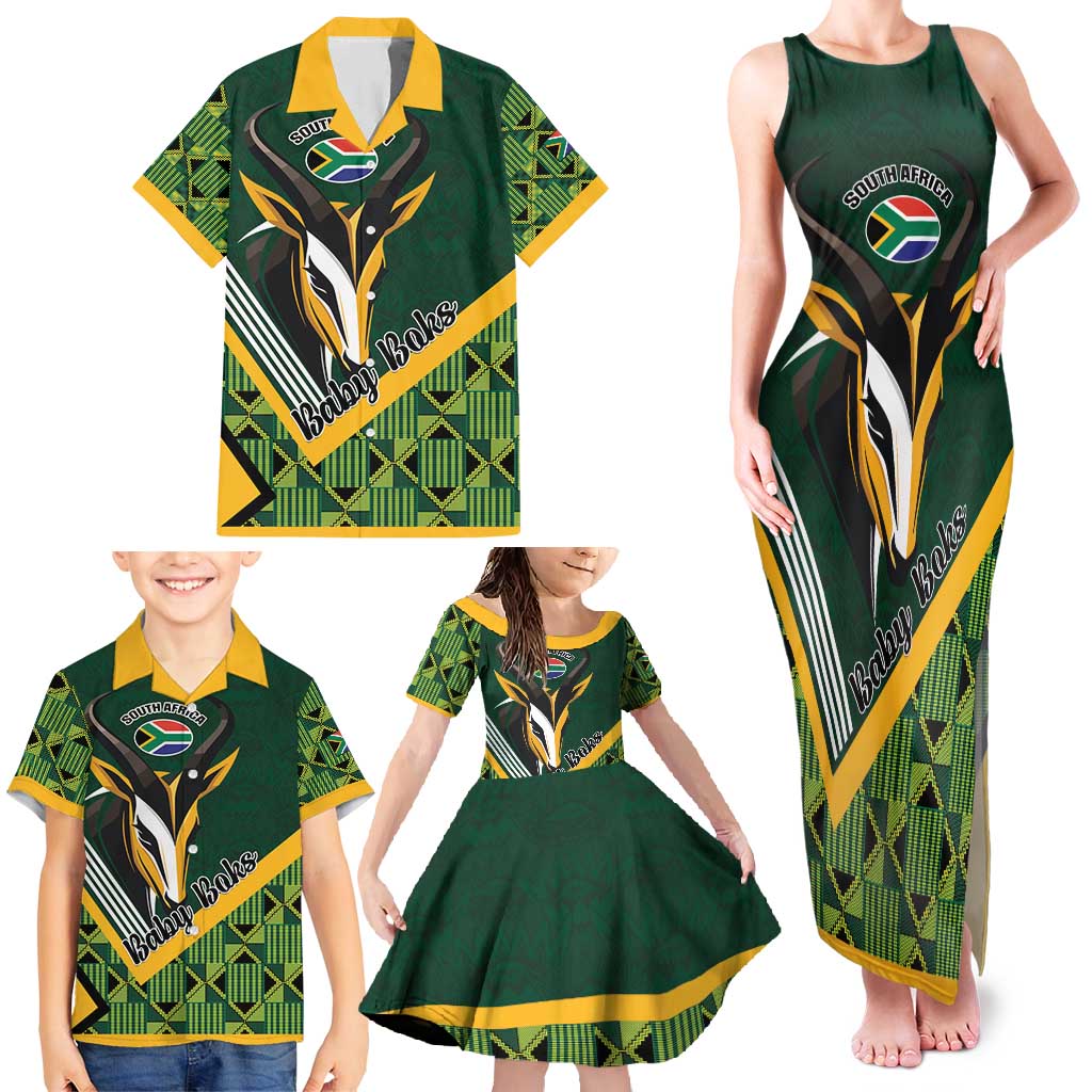 Custom Rugby South Africa Family Matching Tank Maxi Dress and Hawaiian Shirt Baby Boks Go Champions