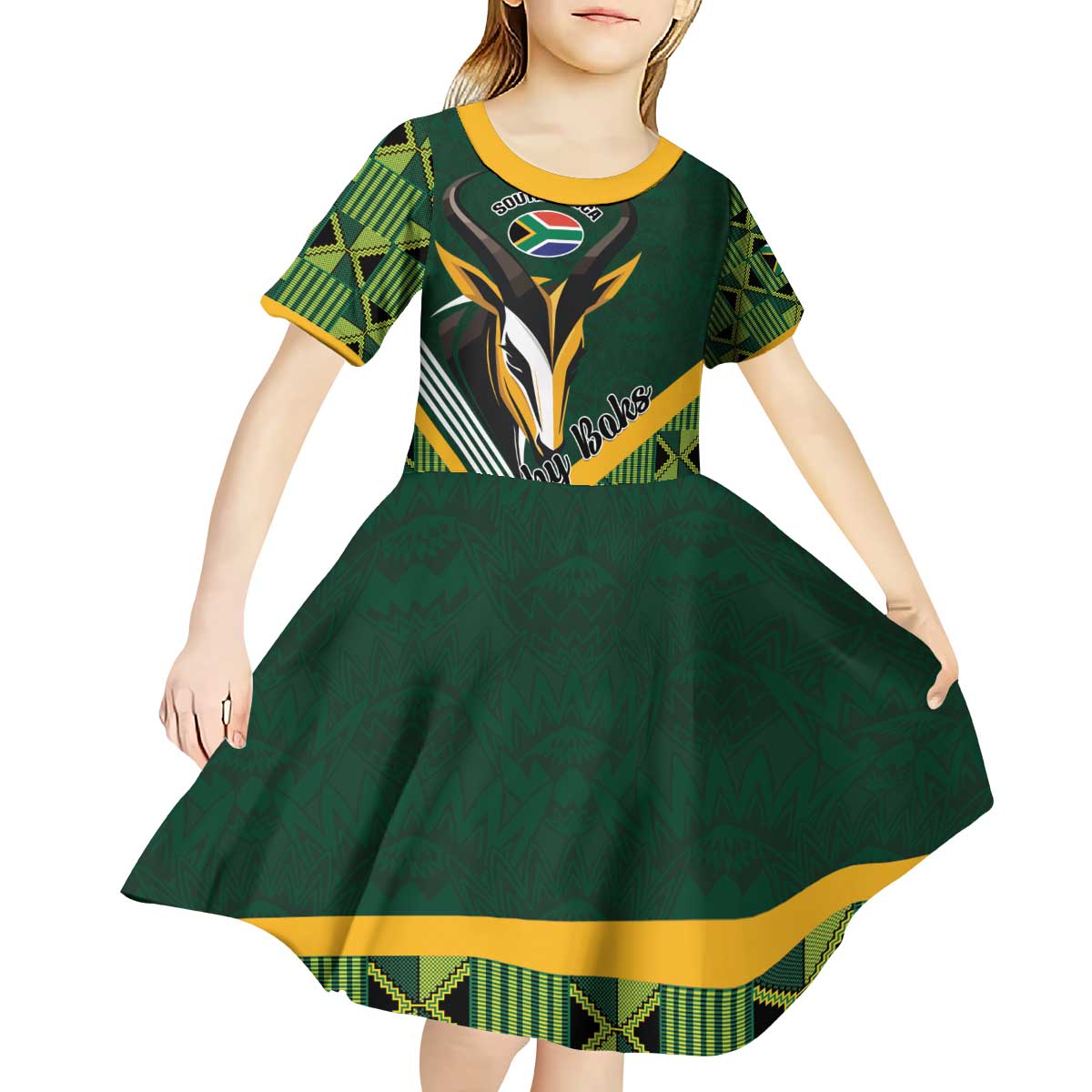 Custom Rugby South Africa Kid Short Sleeve Dress Baby Boks Go Champions