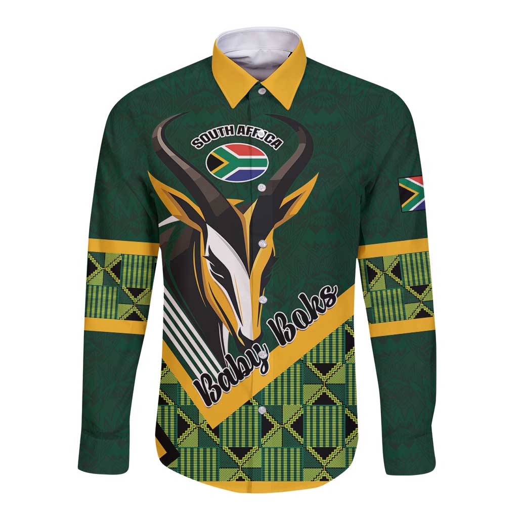 Custom Rugby South Africa Long Sleeve Button Shirt Baby Boks Go Champions
