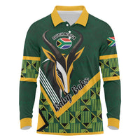 Custom Rugby South Africa Long Sleeve Polo Shirt Baby Boks Go Champions