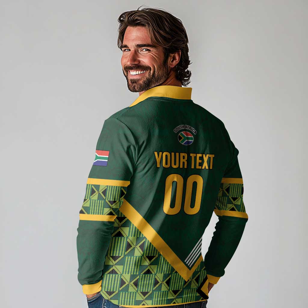 Custom Rugby South Africa Long Sleeve Polo Shirt Baby Boks Go Champions