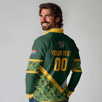 Custom Rugby South Africa Long Sleeve Polo Shirt Baby Boks Go Champions