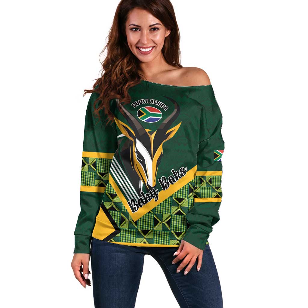 Custom Rugby South Africa Off Shoulder Sweater Baby Boks Go Champions